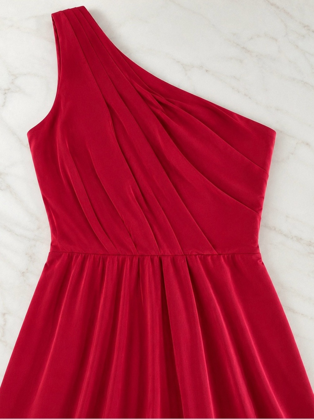 Azazie One-Shoulder Maxi Chiffon Formal Bridesmaid Dress Burgundy Red - Size A8 - Picture 4 of 11